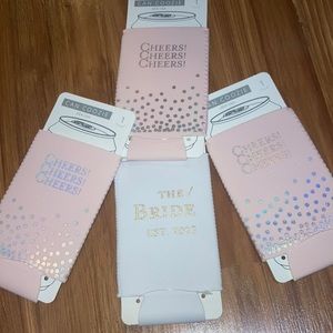 NWT bridal party set 4 beer coozies Koozie bride and bachelorettes cheers 🥂
